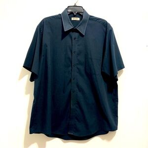 Pierre Cardin Men’s Button Down Black Short Sleeve Shirt